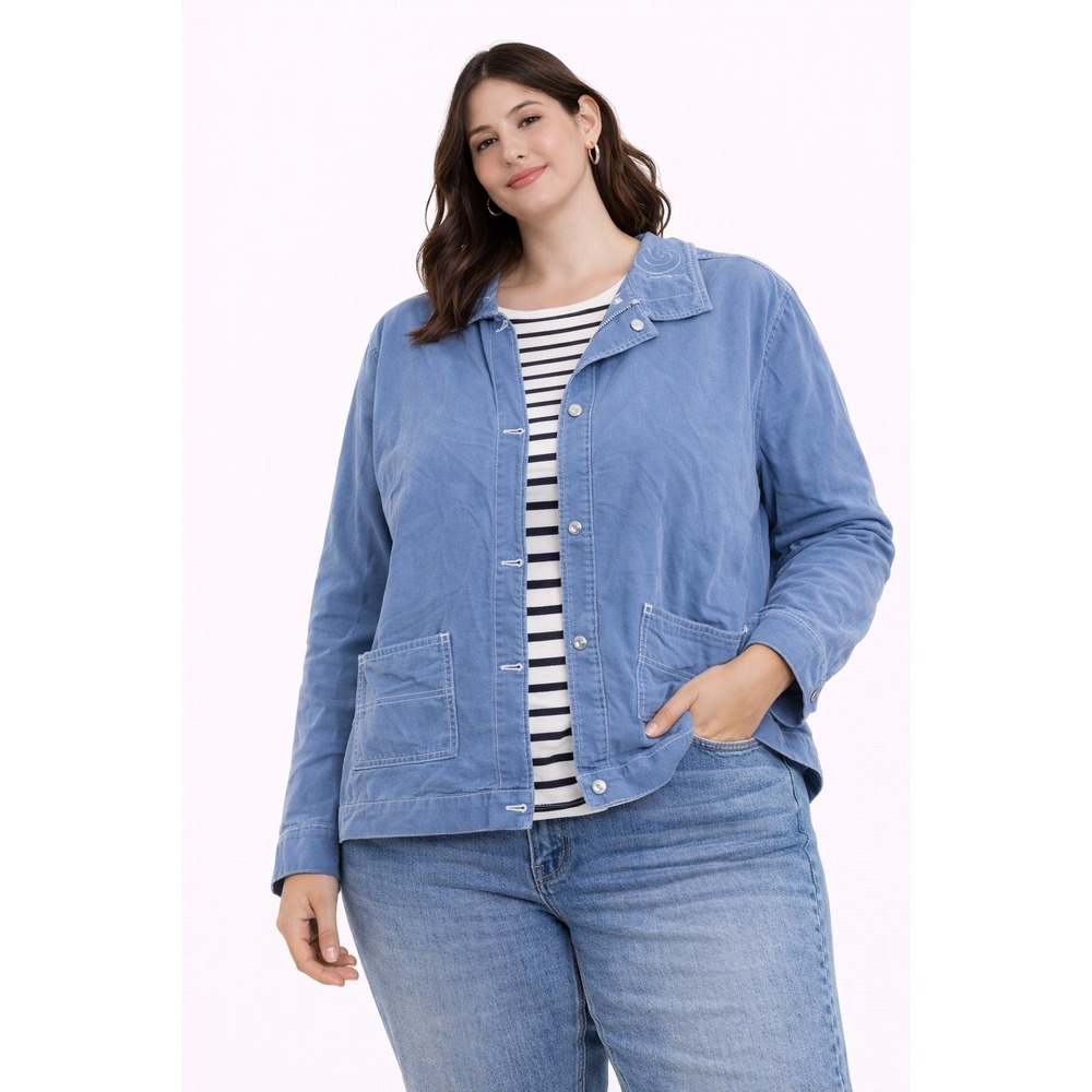 Villager Sport Hooded Jacket Womens Large Blue Contrast Stitch Utility Coastal‎